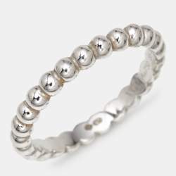 Pre Owned Van Cleef & Arpels Perlée 18k White Gold Medium Model Ring Size 55