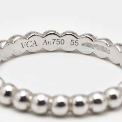 Pre Owned Van Cleef & Arpels Perlée 18k White Gold Medium Model Ring Size 55