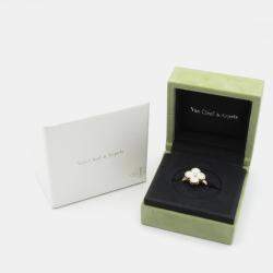 Pre Owned Van Cleef & Arpels Vintage Alhambra 18K Yellow Gold, Diamond, Mother of Pearl Ring EU 55