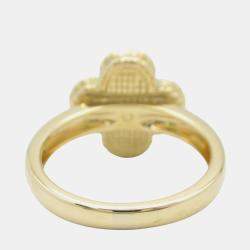 Pre Owned Van Cleef & Arpels Vintage Alhambra 18K Yellow Gold, Diamond, Mother of Pearl Ring EU 55