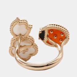 Pre Owned Van Cleef & Arpels Lucky Spring Between the Finger 18K Rose Gold & Mother of Pearl Ring EU 54