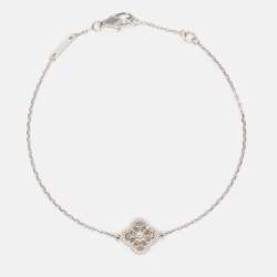 Pre Owned Van Cleef & Arpels 18K White Gold Sweet Alhambra Diamond Single Motif Station Bracelet