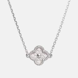 Pre Owned Van Cleef & Arpels 18K White Gold Sweet Alhambra Diamond Single Motif Station Bracelet