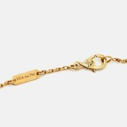 Pre Owned Van Cleef & Arpels Vintage Alhambra Malachite 18k Yellow Gold Necklace