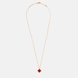 Pre Owned قلادة فان كليف آند اربلز "سويت ألهامبرا" عقيق أحمر ذهب وردي عيار 18
