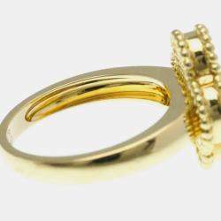 Pre Owned Van Cleef & Arpels Vintage Alhambra 18K Yellow Gold, Diamond, Mother of Pearl Ring EU 52