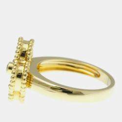 Pre Owned Van Cleef & Arpels Vintage Alhambra 18K Yellow Gold, Diamond, Mother of Pearl Ring EU 52