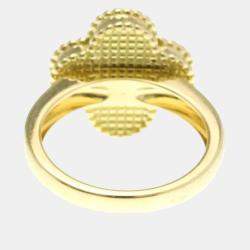 Pre Owned Van Cleef & Arpels Vintage Alhambra 18K Yellow Gold, Diamond, Mother of Pearl Ring EU 51