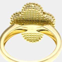 Pre Owned Van Cleef & Arpels Vintage Alhambra 18K Yellow Gold, Diamond, Mother of Pearl Ring EU 51