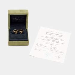 Pre Owned Van Cleef & Arpels Vintage Alhambra Onyx 18k Yellow Gold Earrings