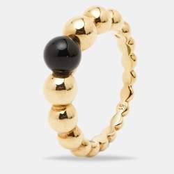 Pre Owned Van Cleef & Arpels Perlee Couleurs Onyx 18K Yellow Gold Variation Ring 51