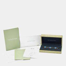 Pre Owned Van Cleef & Arpels Vintage Alhambra Agate 18k Yellow Gold 5 Motif Station Bracelet