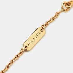 Pre Owned Van Cleef & Arpels Vintage Alhambra Malachite 18k Yellow Gold Necklace