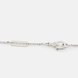Pre Owned Van Cleef & Arpels Vintage Alhambra Chalcedony 18k White Gold Pendant Necklace