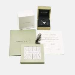 Pre Owned Van Cleef & Arpels Vintage Alhambra Chalcedony 18k White Gold Pendant Necklace