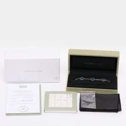 Pre Owned Van Cleef & Arpels Vintage Alhambra Agate 18k Yellow Gold 5 Motif Station Bracelet