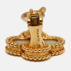 Pre Owned Van Cleef & Arpels Vintage Alhambra Mother of Pearl 18k Yellow Gold Earrings