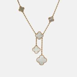 Pre Owned Van Cleef & Arpels Magic Alhambra Mother of Pearl 18k Yellow Gold Necklace
