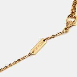 Pre Owned Van Cleef & Arpels Vintage Alhambra Malachite 18k Yellow Gold Necklace