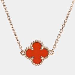 Pre Owned Van Cleef & Arpels Sweet Alhambra Carnelian 18k Rose Gold Bracelet