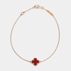 Pre Owned Van Cleef & Arpels Sweet Alhambra Carnelian 18k Rose Gold Bracelet