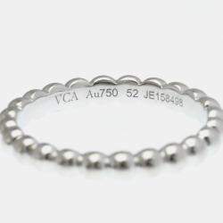 Pre Owned Van Cleef & Arpels Perlee 18K White Gold Ring EU 52