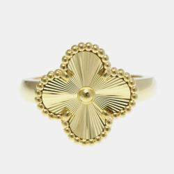 Pre Owned Van Cleef & Arpels Vintage Alhambra 18K Yellow Gold Ring EU 52