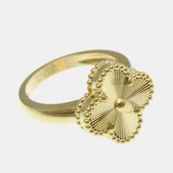 Pre Owned Van Cleef & Arpels Vintage Alhambra 18K Yellow Gold Ring EU 52