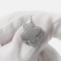 Pre Owned Van Cleef & Arpels Limited Edition Vintage Alhambra 18K White Gold Diamond Necklace