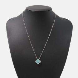 Pre Owned Van Cleef & Arpels Limited Edition Vintage Alhambra 18K White Gold Diamond Necklace