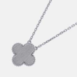Pre Owned Van Cleef & Arpels Limited Edition Vintage Alhambra 18K White Gold Diamond Necklace