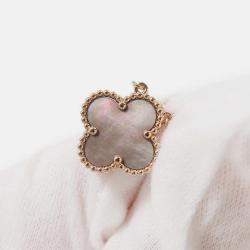 Pre Owned Van Cleef & Arpels Vintage Alhambra 18K Rose Gold and Grey Mother of Pearl  Pendant Necklace 