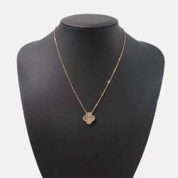Pre Owned Van Cleef & Arpels Vintage Alhambra 18K Rose Gold and Grey Mother of Pearl  Pendant Necklace 