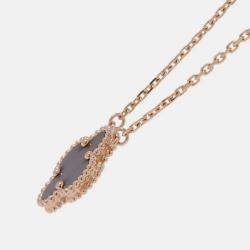 Pre Owned Van Cleef & Arpels Vintage Alhambra 18K Rose Gold and Grey Mother of Pearl  Pendant Necklace 