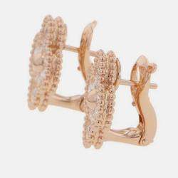 Pre Owned Van Cleef & Arpels Vintage Alhambra Diamond 18K Rose Gold Earrings
