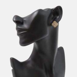 Pre Owned Van Cleef & Arpels Vintage Alhambra Diamond 18K Rose Gold Earrings