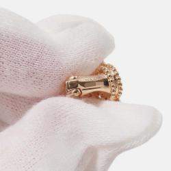 Pre Owned Van Cleef & Arpels Vintage Alhambra Diamond 18K Rose Gold Earrings