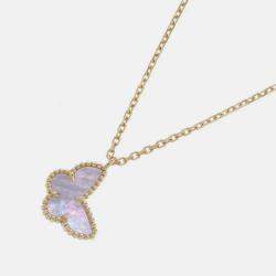 Pre Owned Van Cleef & Arpels Sweet Alhambra Butterfly 18K Yellow Gold, Mother of Pearl Necklace