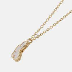 Pre Owned Van Cleef & Arpels Sweet Alhambra Butterfly 18K Yellow Gold, Mother of Pearl Necklace