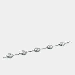 Pre Owned Van Cleef & Arpels Vintage Alhambra 18k White Gold 5 Motif Staton Bracelet