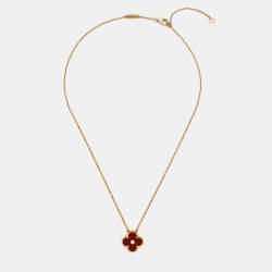 Pre Owned Van Cleef & Arpels Vintage Alhambra Limited Edition 2011 Carnelian Diamond 18k Rose Gold Holiday Pendant