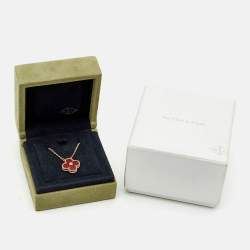 Pre Owned Van Cleef & Arpels Vintage Alhambra Limited Edition 2011 Carnelian Diamond 18k Rose Gold Holiday Pendant