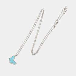 Pre Owned Van Cleef & Arpels Lucky Alhambra Butterfly 18K Turquoise Pendant Necklace