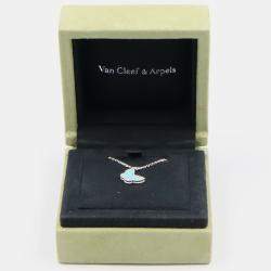 Pre Owned Van Cleef & Arpels Lucky Alhambra Butterfly 18K Turquoise Pendant Necklace