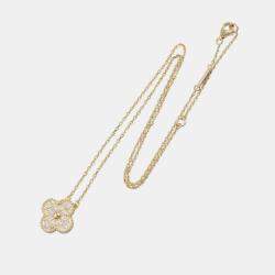 Pre Owned Van Cleef & Arpels Vintage Alhambra 18K Yellow Gold Diamond Necklace