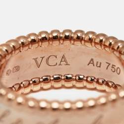 Pre Owned Van Cleef & Arpels Perlée Signature 18k Rose Gold Ring Size 52