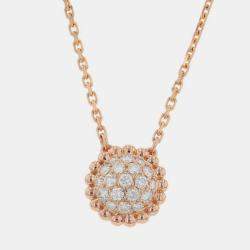 Pre Owned Van Cleef & Arpels Perlee 18K Rose Gold Necklace Diamonds Pendant Necklace