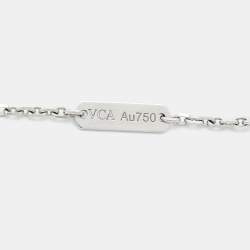Pre Owned Van Cleef & Arpels Vintage Alhambra Limited Edition Holiday 2022 Celadon Sevres Porcelain Diamond 18k White Gold Necklace