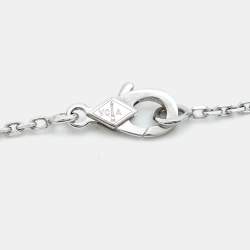Pre Owned Van Cleef & Arpels Vintage Alhambra Limited Edition Holiday 2022 Celadon Sevres Porcelain Diamond 18k White Gold Necklace