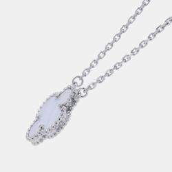 Pre Owned Van Cleef & Arpels Vintage Alhambra 18K White Gold Pendant Necklace